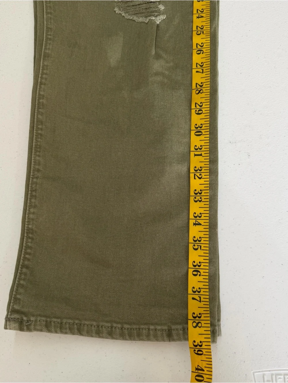Loft Women's Olive Green Distressed Cropped Straight-Leg Jeans - Picture 9 of 9